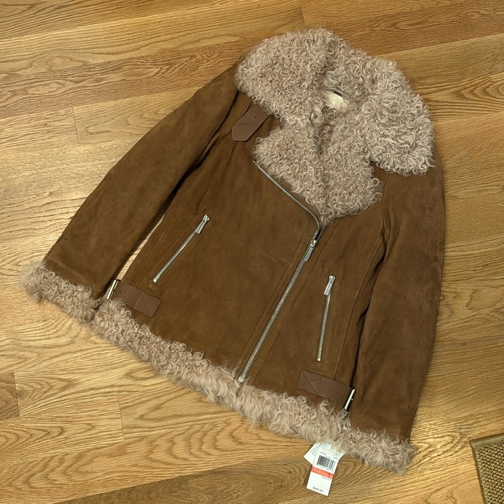 Michael Kors SUEDE and SHEARLING/LAMB FUR Moto Jacket NWT's SIZE XS